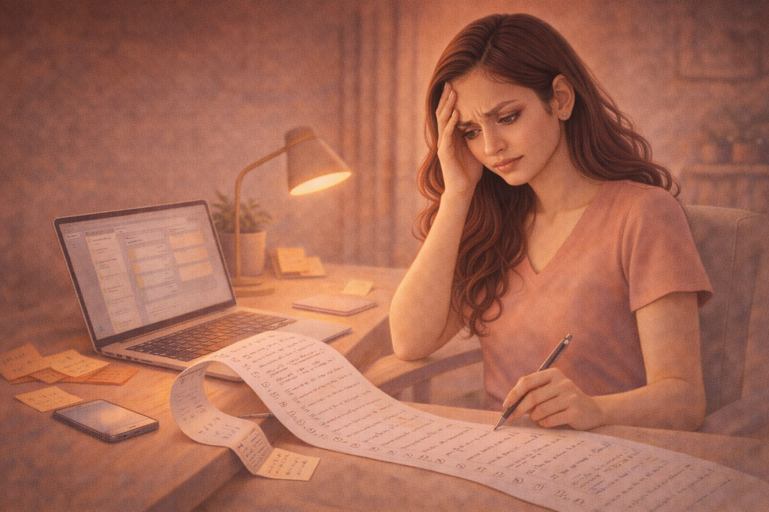 a work from home woman stressed out